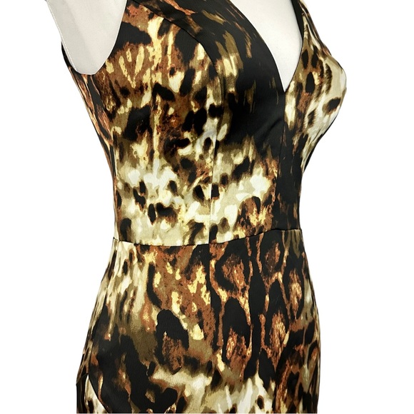 XSCAPE | Animal Print Sleeveless High Low Ruffle Midi Cocktail Dress NWT Sz 4 - Picture 7 of 16